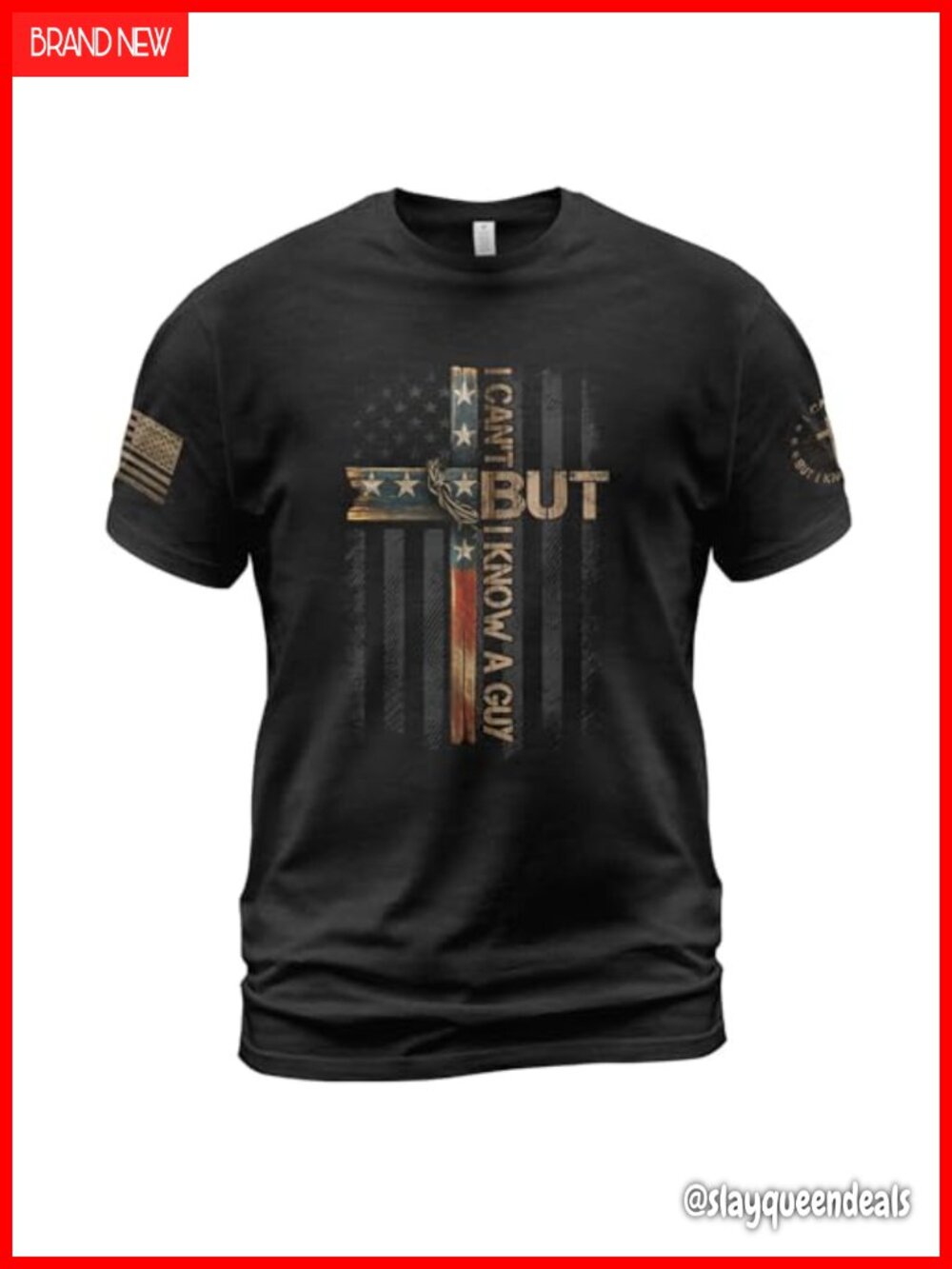 Men's Crew Neck Faith Cross T-Shirt Short Sleeve Cotton Tee